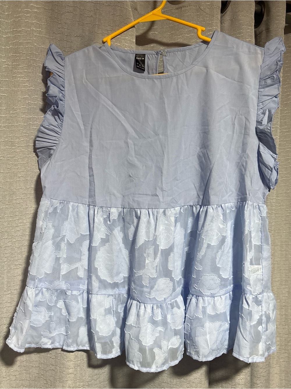 SHEIN Pale Blue Round-Neck Cotton Top blouse